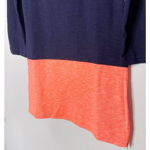 J Crew XSmall XS Navy Blue Coral Maritime Color Block Shift Dress Orange Cotton - Picture 4 of 11